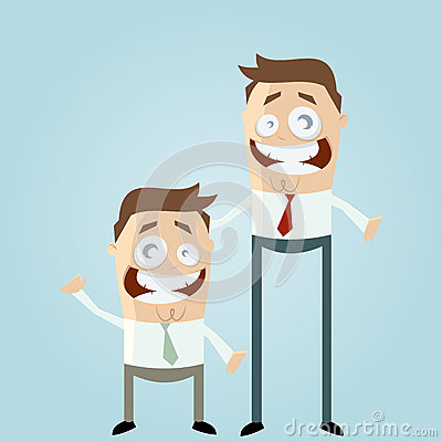 Cartoon Style Illustration Of A Tall And A Short Businessmen