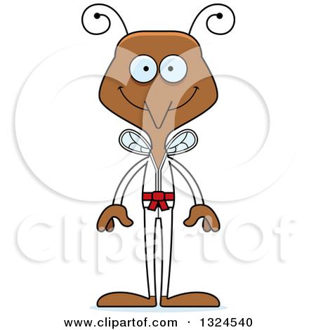Clipart Of A Cartoon Happy Karate Mosquito   Royalty Free Vector
