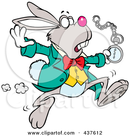 Clipart Of A Cartoon Tired Easter Bunny Rabbit   Royalty Free Vector