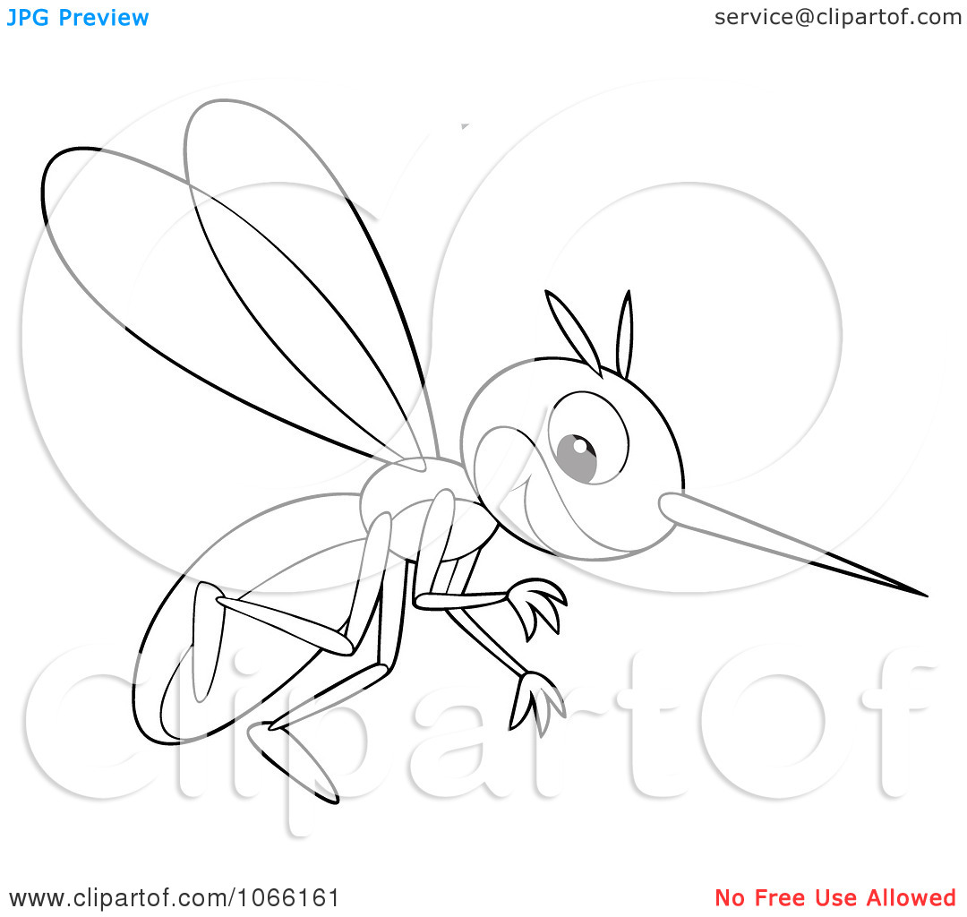 Clipart Outlined Happy Mosquito   Royalty Free Illustration By Alex