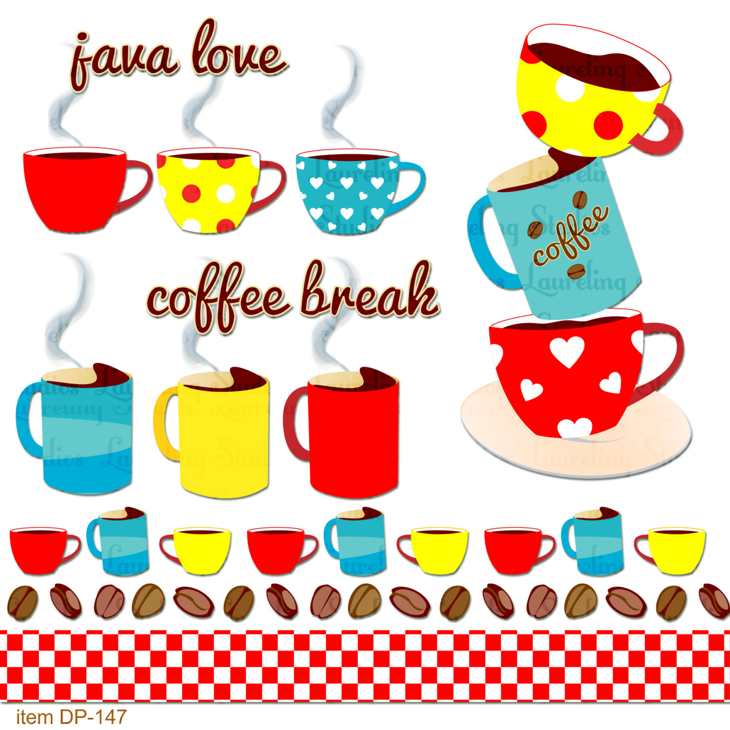 Coffee Digital Clip Art  Png Java Love Coffee By Laurelingstudios