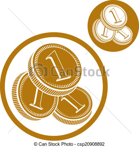 Coins Cash Money Vector Simple Single Color Icon Isolated On White