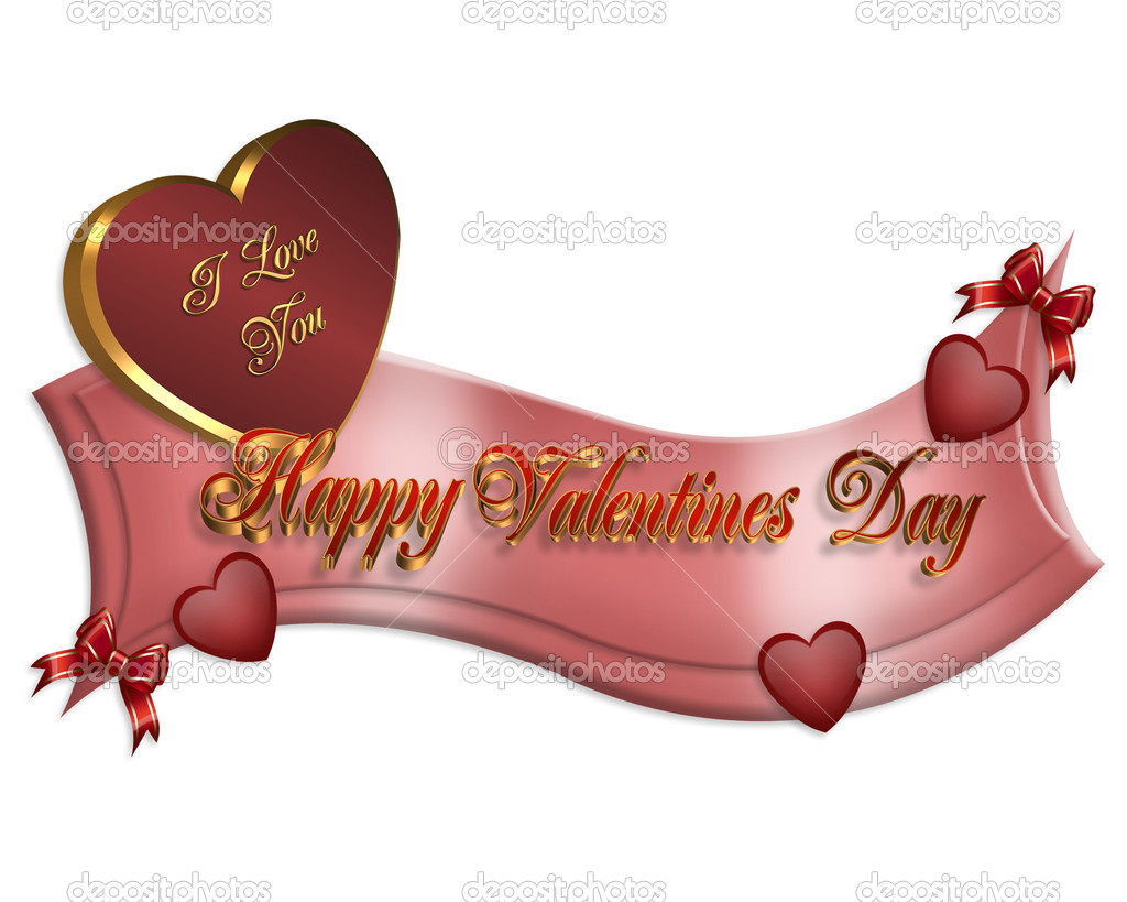 Day Banner With Red Hearts Bows 3d Text Happy Valentines Day