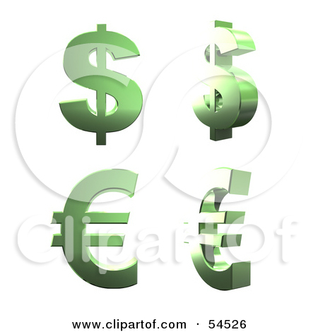 Digital Collage Of 3d Green Chrome Euro And Dollar Symbols