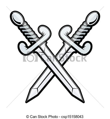 Eps Vector Of Crossed Sword   Vector   Drawing Art Of Crossed Sword