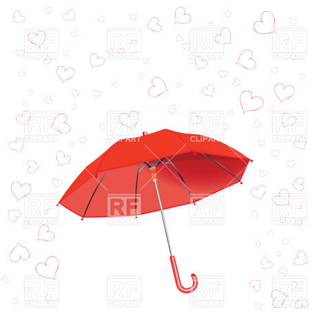 Hearts Fall And Red Umbrella Objects Download Royalty Free Vector    