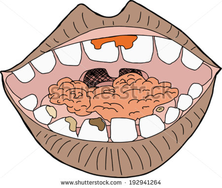Isolated Mouth With Food On White Background   Stock Vector