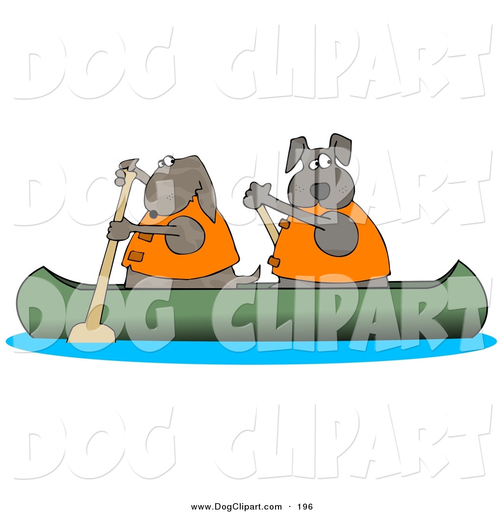Larger Preview  Clip Art Of Two Happy Dogs In Lifejackets Paddling A