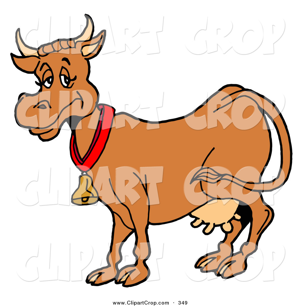 Larger Preview  Clip Art Vector Of A Tired Brown Dairy Cow With Full    