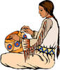 Native American Woman Making A Basket Clipart Image