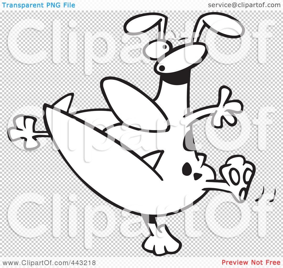 Of A Cartoon Black And White Outline Design Of A Dancing Dog