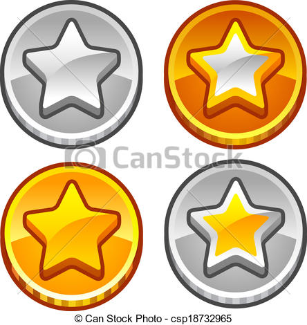 Of Star Coins 3   Set Of Coins With Star Csp18732965   Search Clipart