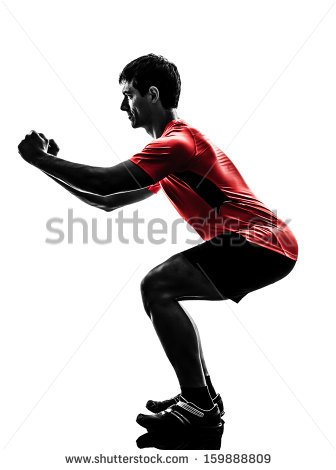 One Man Exercising Fitness Workout Lunges Crouching In Silhouette On