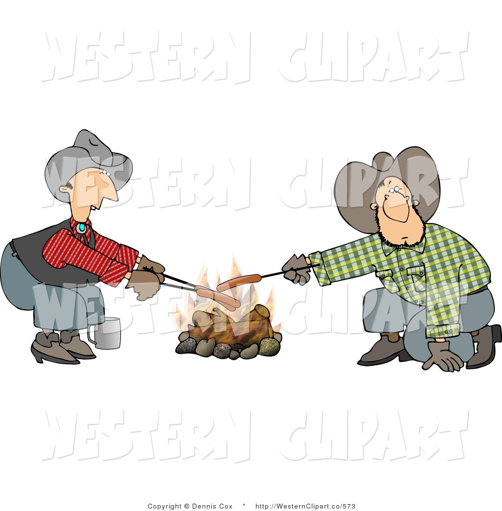 Preview  Western Clip Art Of Two Cautious Gay Cowboys Cooking Hot Dogs