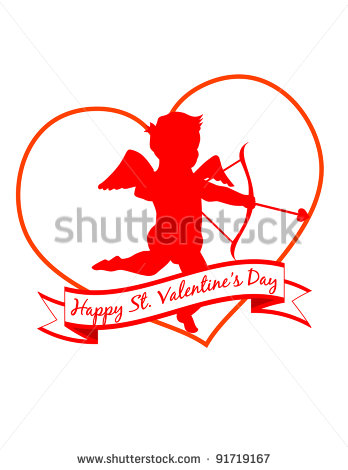 Stock Vector Cupid Heart And Banner Saying Happy St Valentine S Day