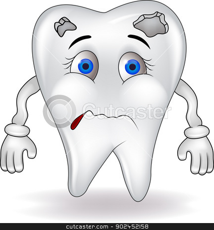Tooth Cartoon Stock Vector Clipart Vector Illustration Of Sad Tooth