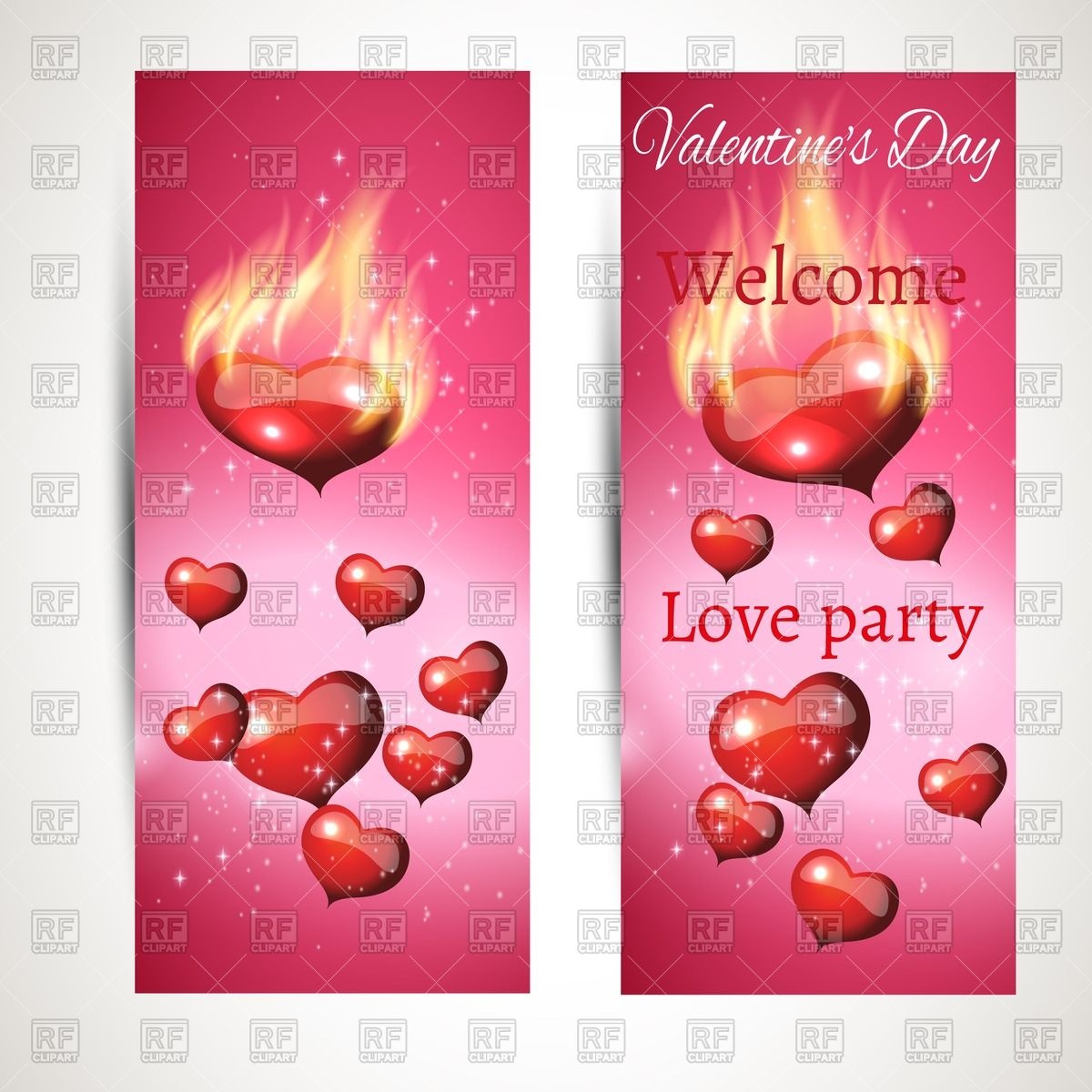 Valentine S Day Pink Banner With Flaming Hearts 55249 Download    