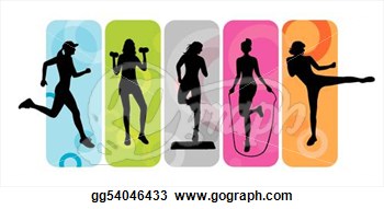 Vector Art   Fitness Silhouettes  Clipart Drawing Gg54046433   Gograph