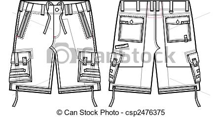 Vector   Men Fashion Cargo Shorts   Stock Illustration Royalty Free