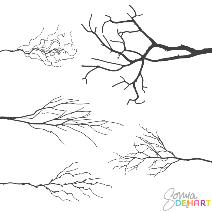 Vector Realistic Tree Branches Clip Art Set