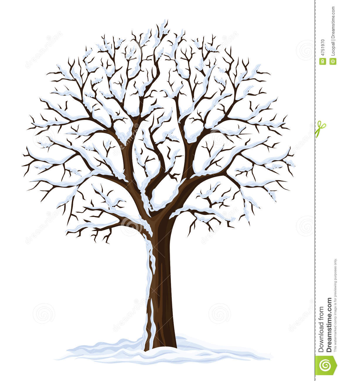 Vector Silhouette Of Winter Season Tree Isolated On The White
