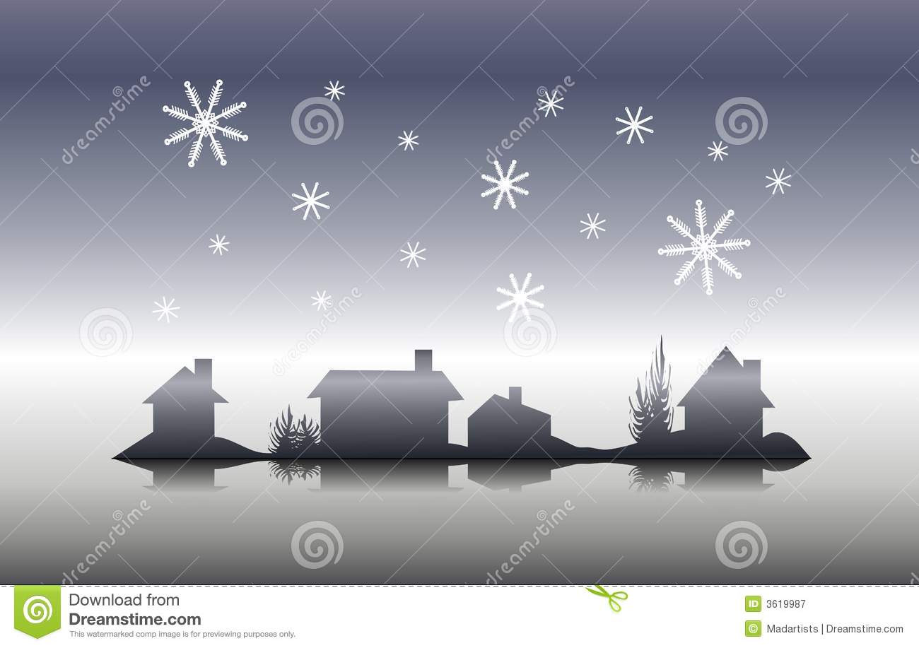 Winter House Silhouette Christmas Eve Royalty Free Stock Photography    