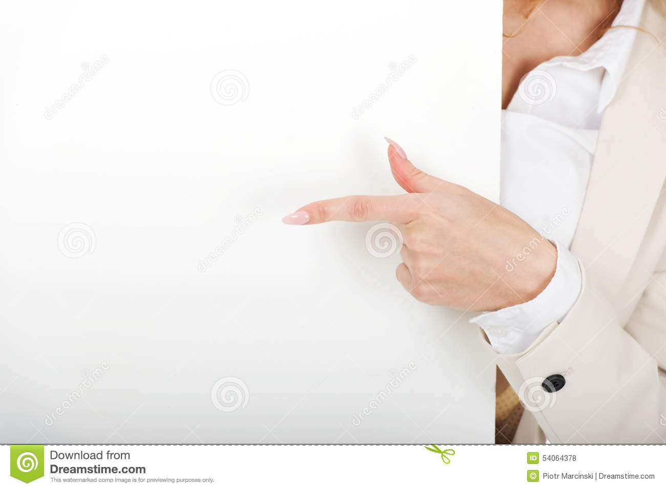 Business Woman S Hand Pointing On Empty Banner