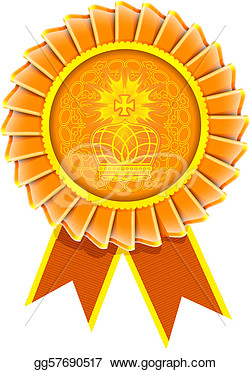 Clipart   Award Rosette Label With Crown  Stock Illustration