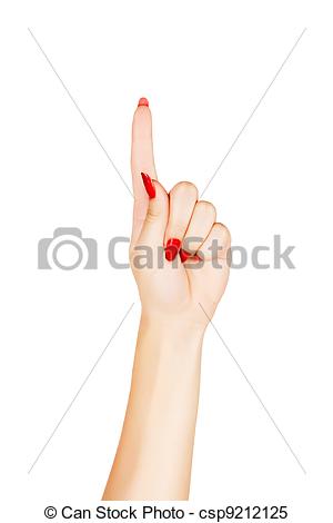 Close Up Of Woman S Hand With Red Nails Pointing With Index Finger On