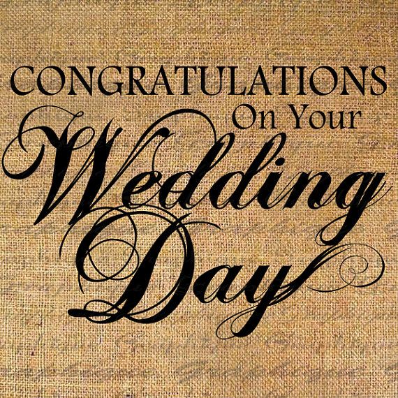 Congratulations Wedding Day Text Digital Collage Sheet Download Burlap    