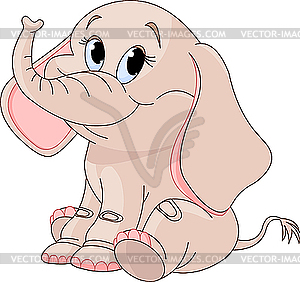 Cute Baby Elephant   Vector Image