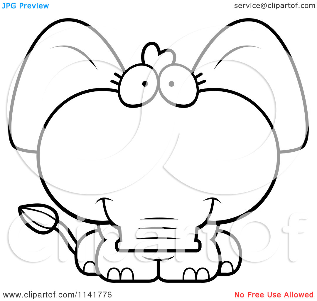 Cute Blue Elephant Royalty Free Vector Clipart  Elephant Sketched On