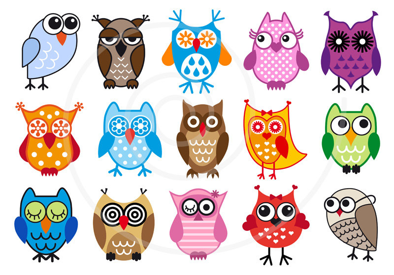 Cute Owls Digital Clip Art Set Clipart Vector Graphic By Illustree