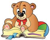 Cute Teddy Bear Reading Book   Clipart Graphic