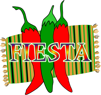 Fiesta Word Art   Serape Chili Peppers Clip Art
