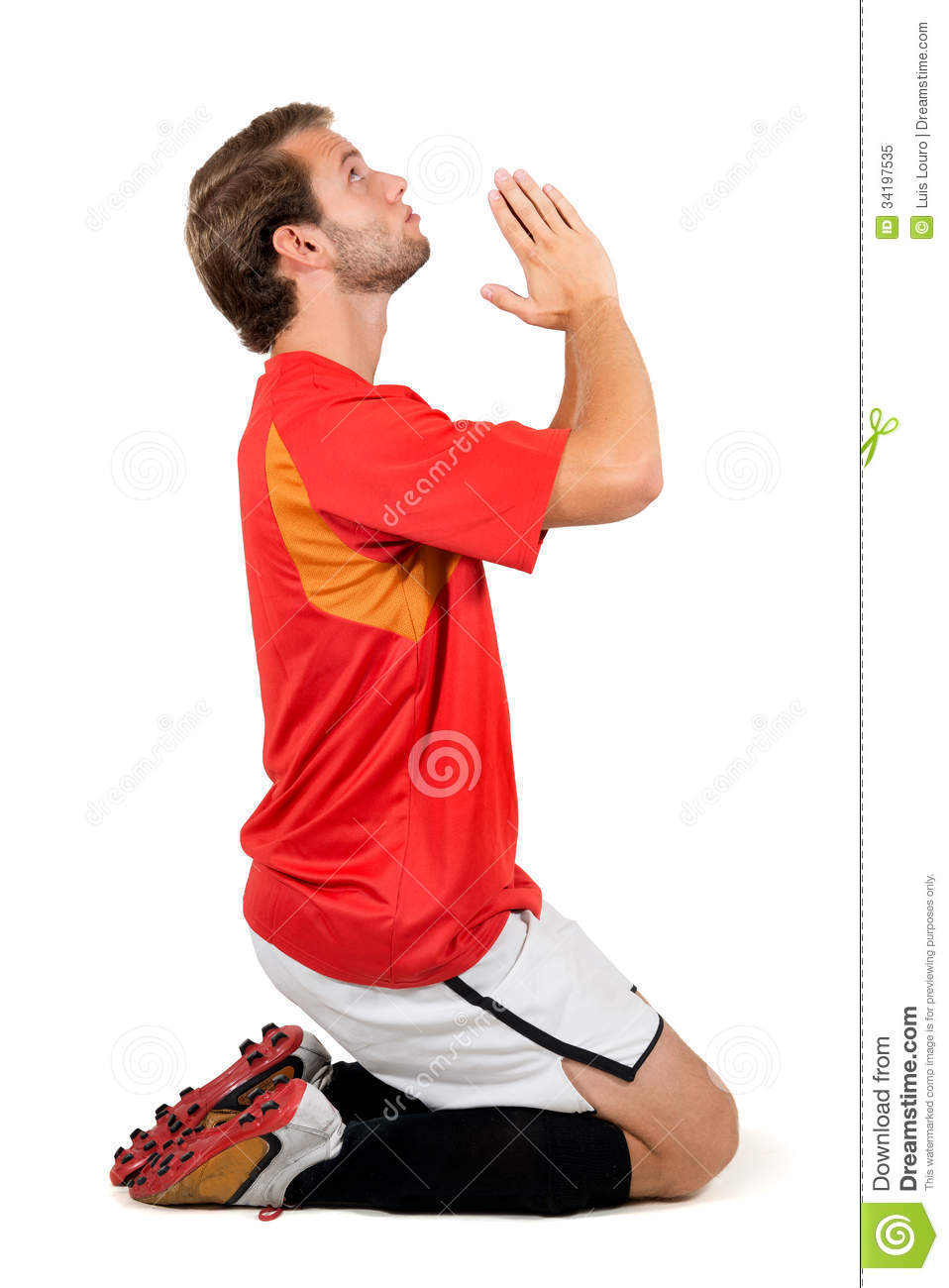 Football Player Praying Royalty Free Stock Photo   Image  34197535