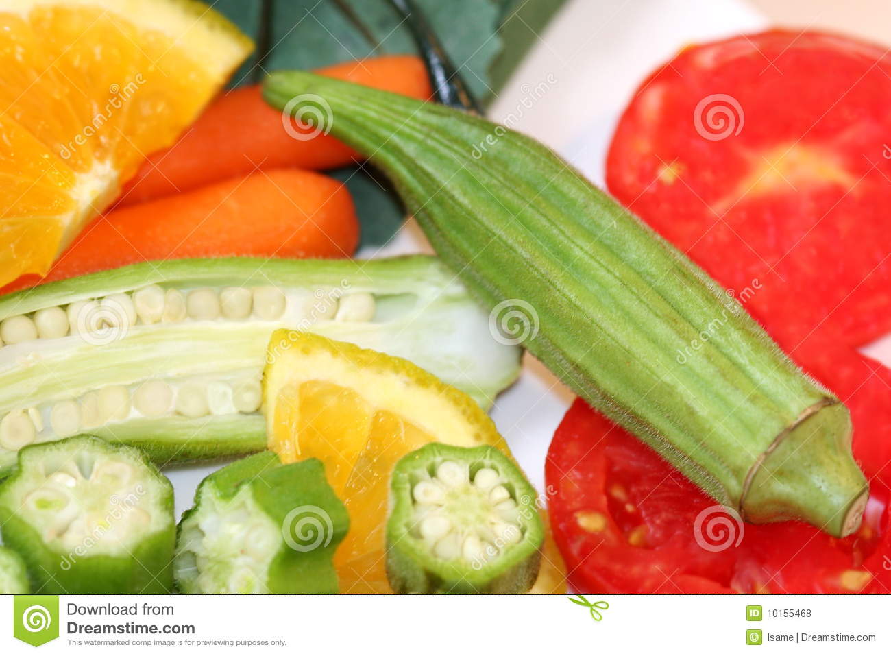 Freshly Cut Okra And Tomatoes Royalty Free Stock Photos   Image