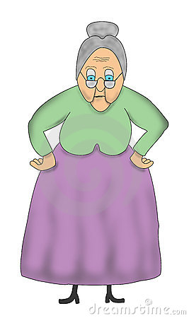 Funny Cartoon Grandma Granny Illustration  Grandmother Has Her Hands