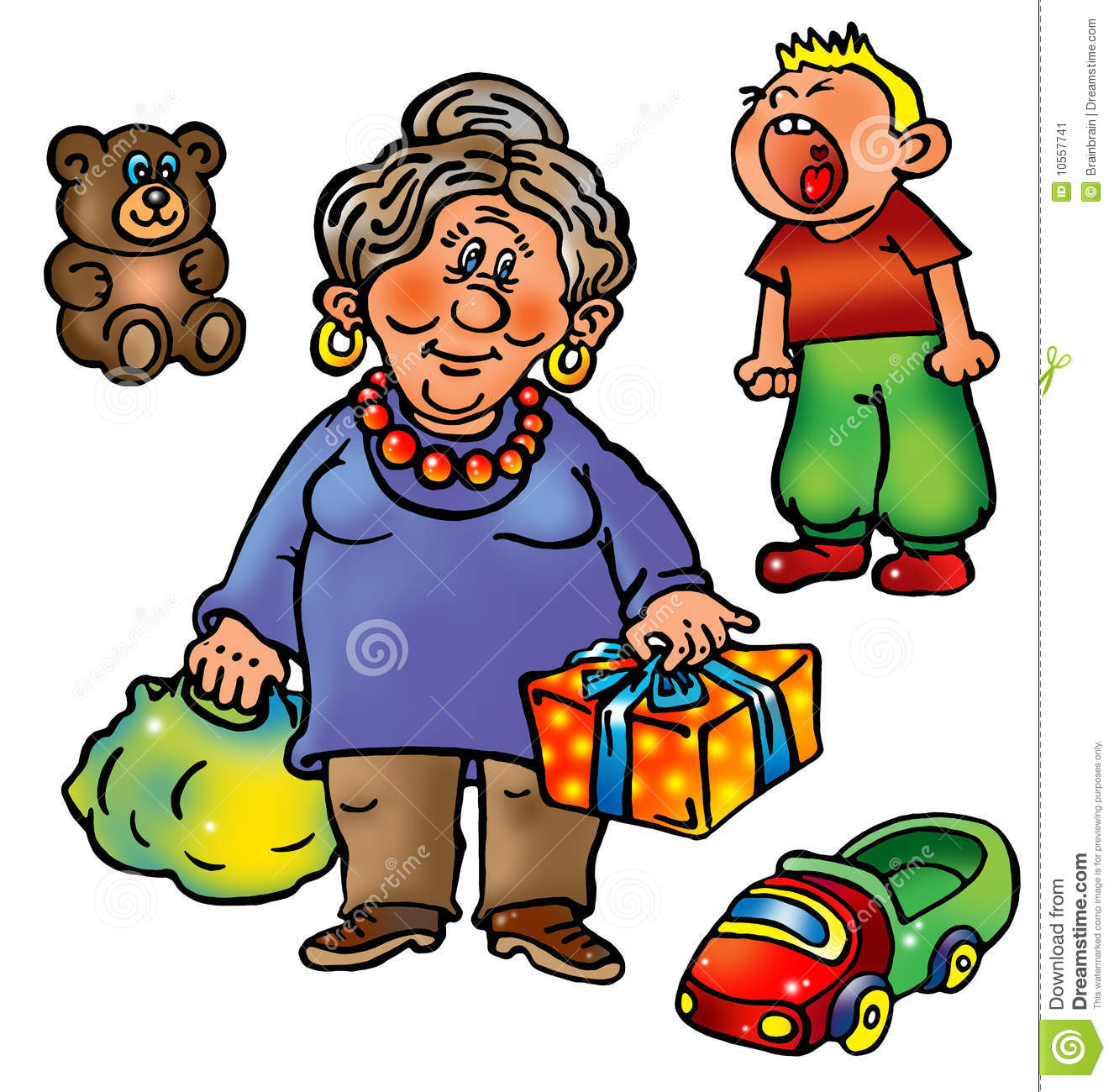 Grandmother With Presents And Naughty Grandson Stock Image   Image    