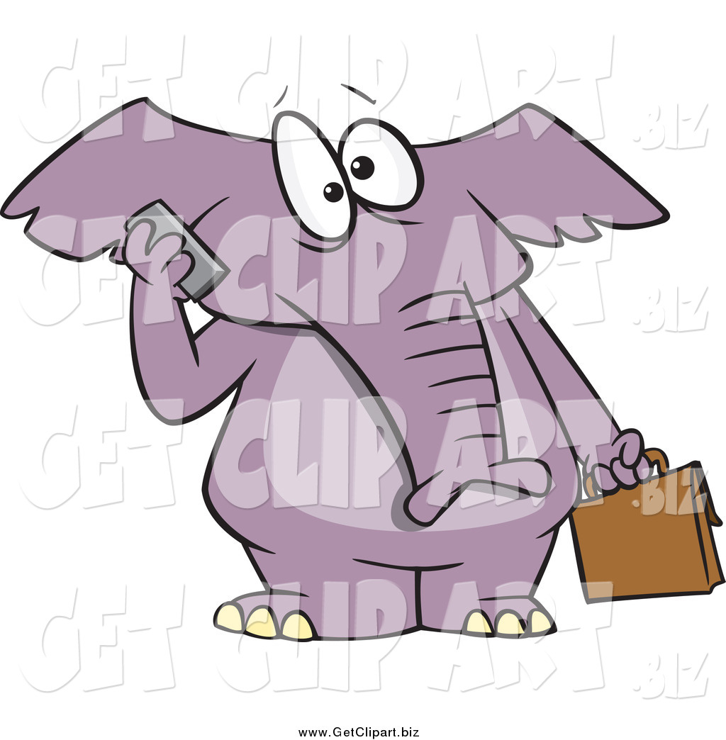 Of A Cartoon Business Elephant Talking On A Cell Phone By Ron Leishman