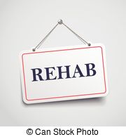 Rehab Hanging Sign Isolated On White Wall