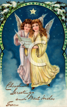 Royalty Free Clipart Image  Victorian Christmas Card Angels Singing