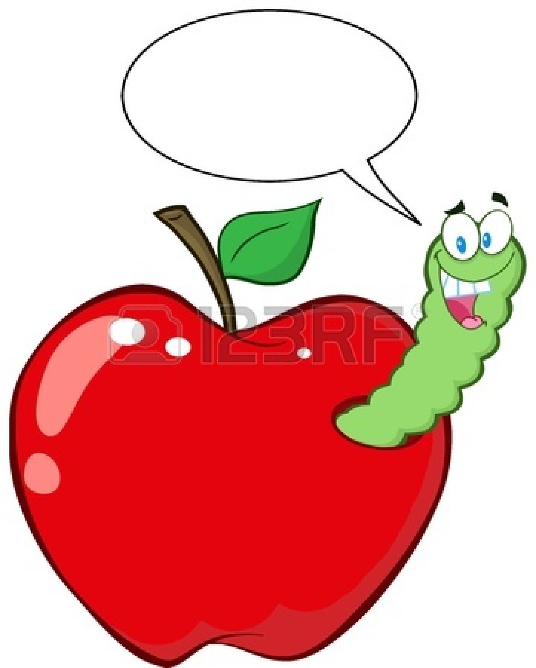 Teacher Apple Worm 14670245 Happy Worm In Red Apple With Speech Bubble