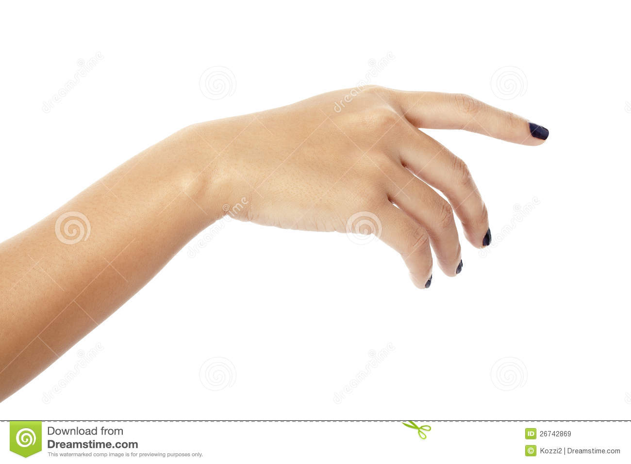 Woman S Hand With Painted Fingernails Pointing With Index Finger