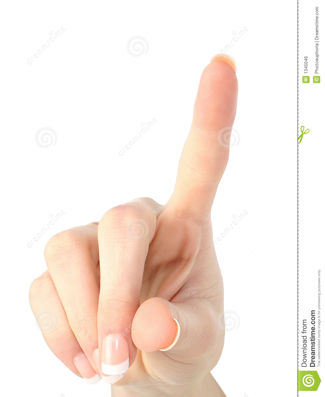 Woman S Pointing Hand Against White Background