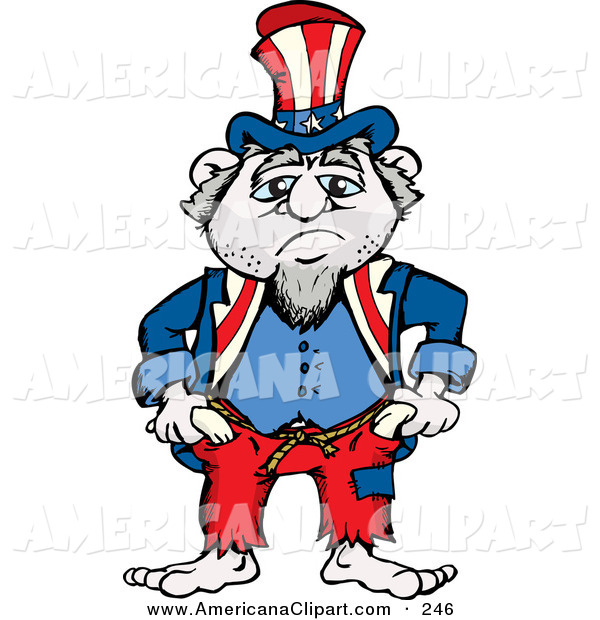 Americana Vector Clip Art Of A Frowning And Gloomy Uncle Sam Wearing