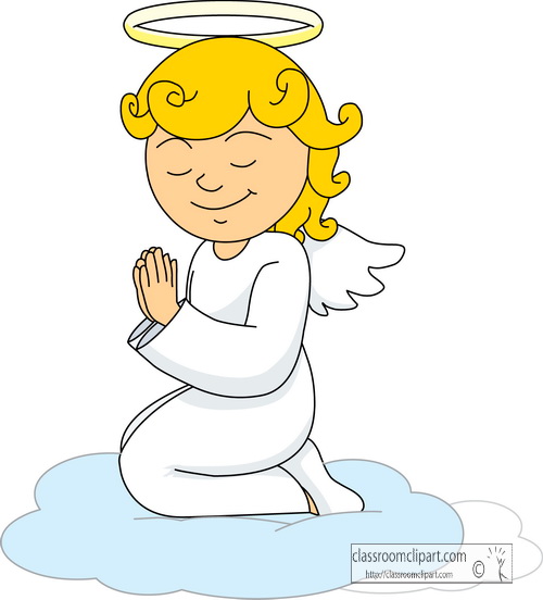 Angel   Angel Kneeling Praying On Cloud   Classroom Clipart
