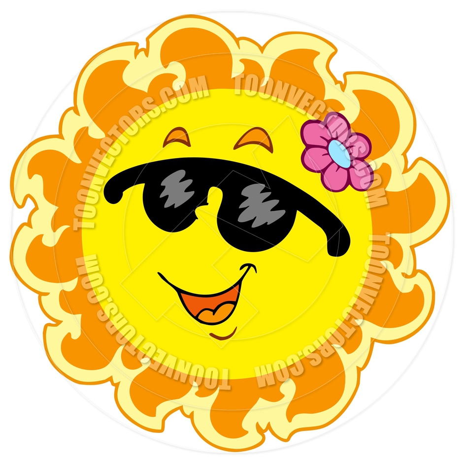 Cartoon Summer Sun With Pink Flower By Clairev   Toon Vectors Eps    