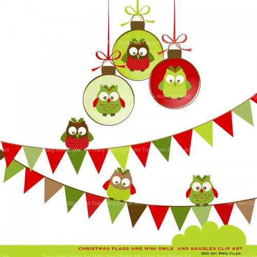 Christmas Owl Medley   Clip Art   Tracyanndigitalart   Graphics On