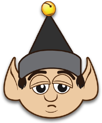 Clip Art Of A Gloomy Elf In A Gray Hat With A Jingle Bell 